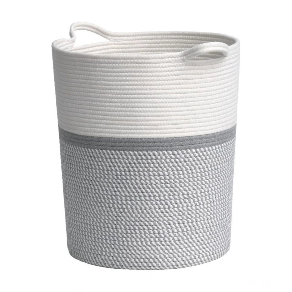 Generic Cotton Pack Of_1 12x14 Inch Storage Basket For Clothes (Grey-White) Secondary image