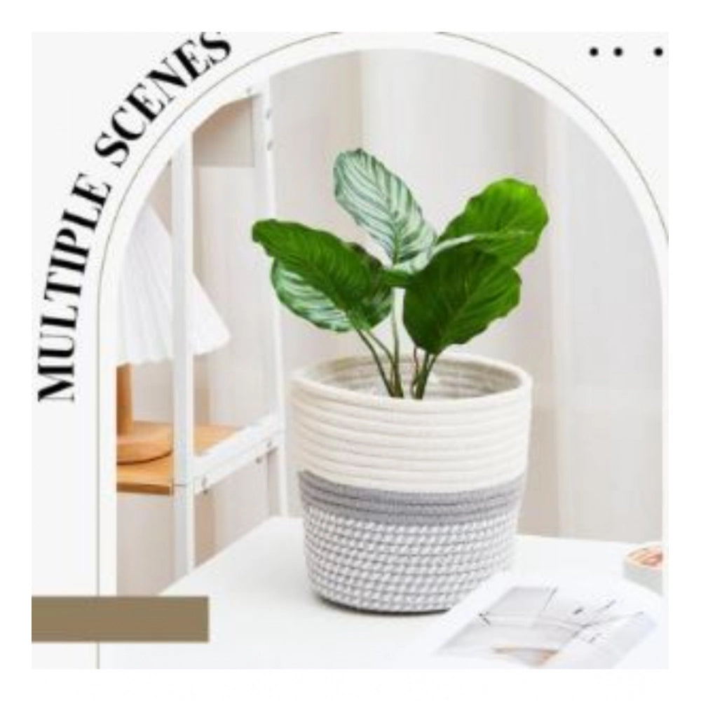 Generic Cotton Flower Pot With Out Lid (Gray-White) Main image