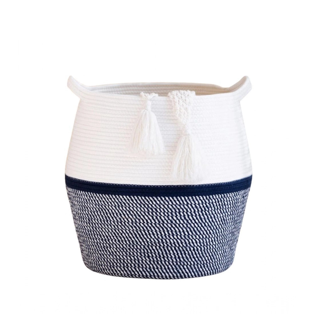 Generic Cotton Matka 14x12 Inch Storage Basket For Clothes With Out Lid (Gray-White) Secondary image