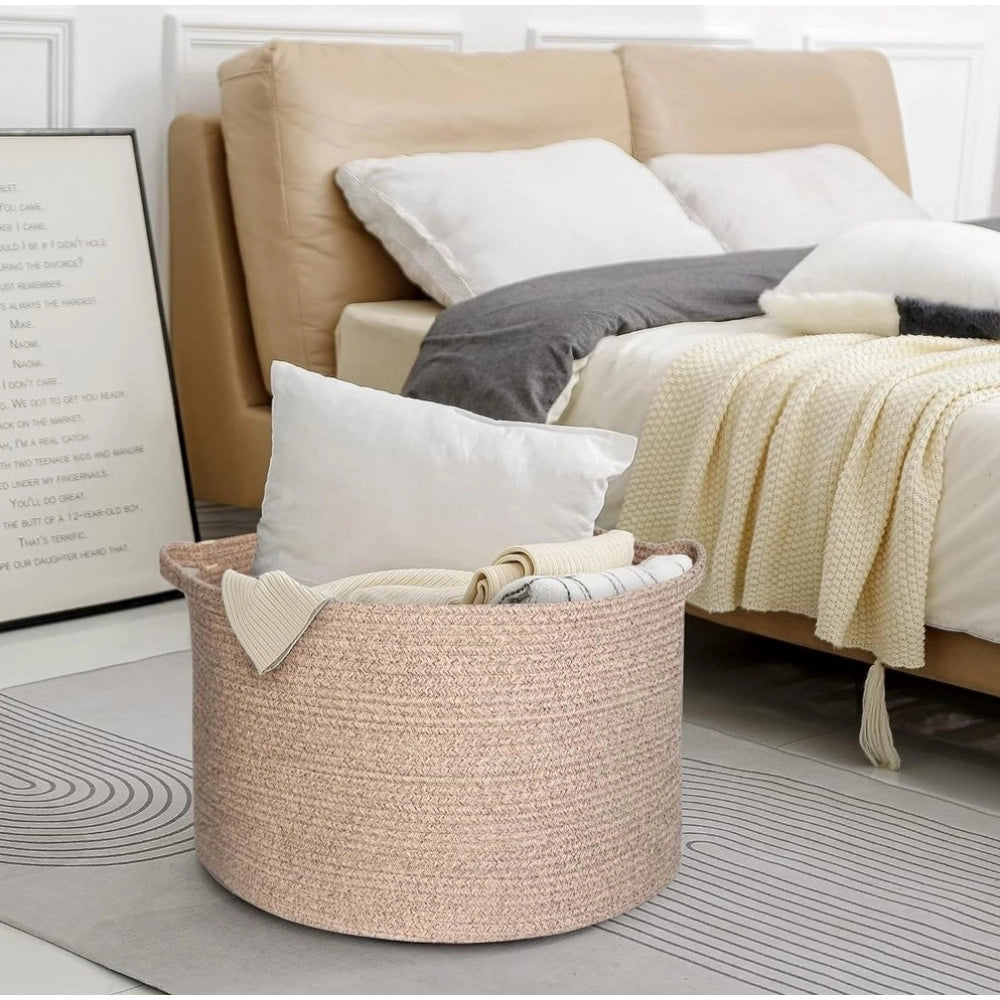 Generic Cotton Pack Of_1 14x12 Inch Storage Basket For Clothes With Out Lid (Kidi) Main image
