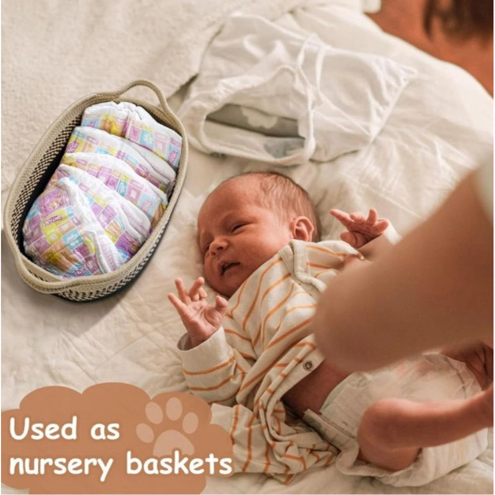 Generic Cotton Pack Of_1 Baby Basket 15x6 Inch Storage Basket For Clothes (Brown) Main image