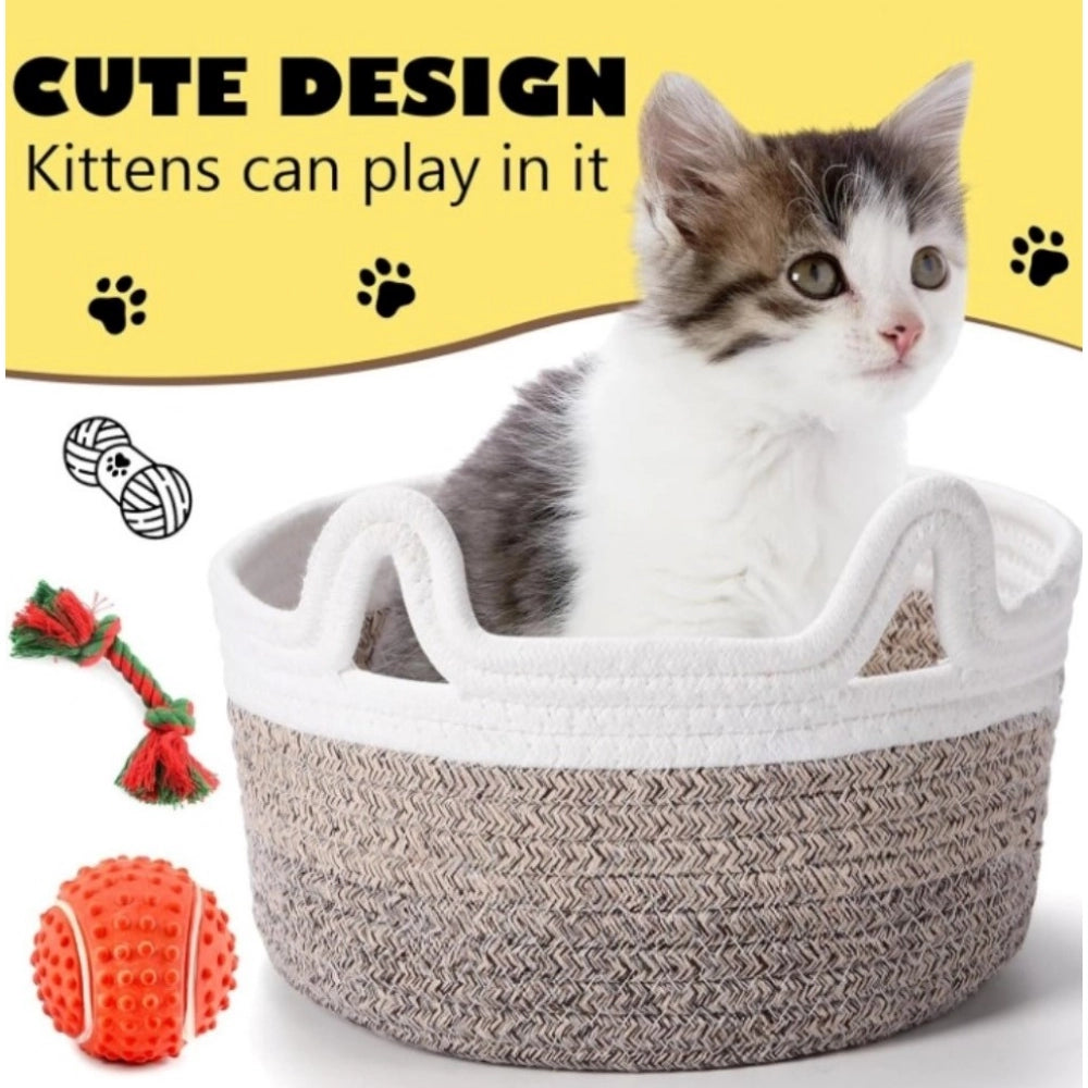 Generic Cotton Pack Of_1 Cat Basket 8x4 Inch Storage Basket For Clothes (Multicolor) Main image