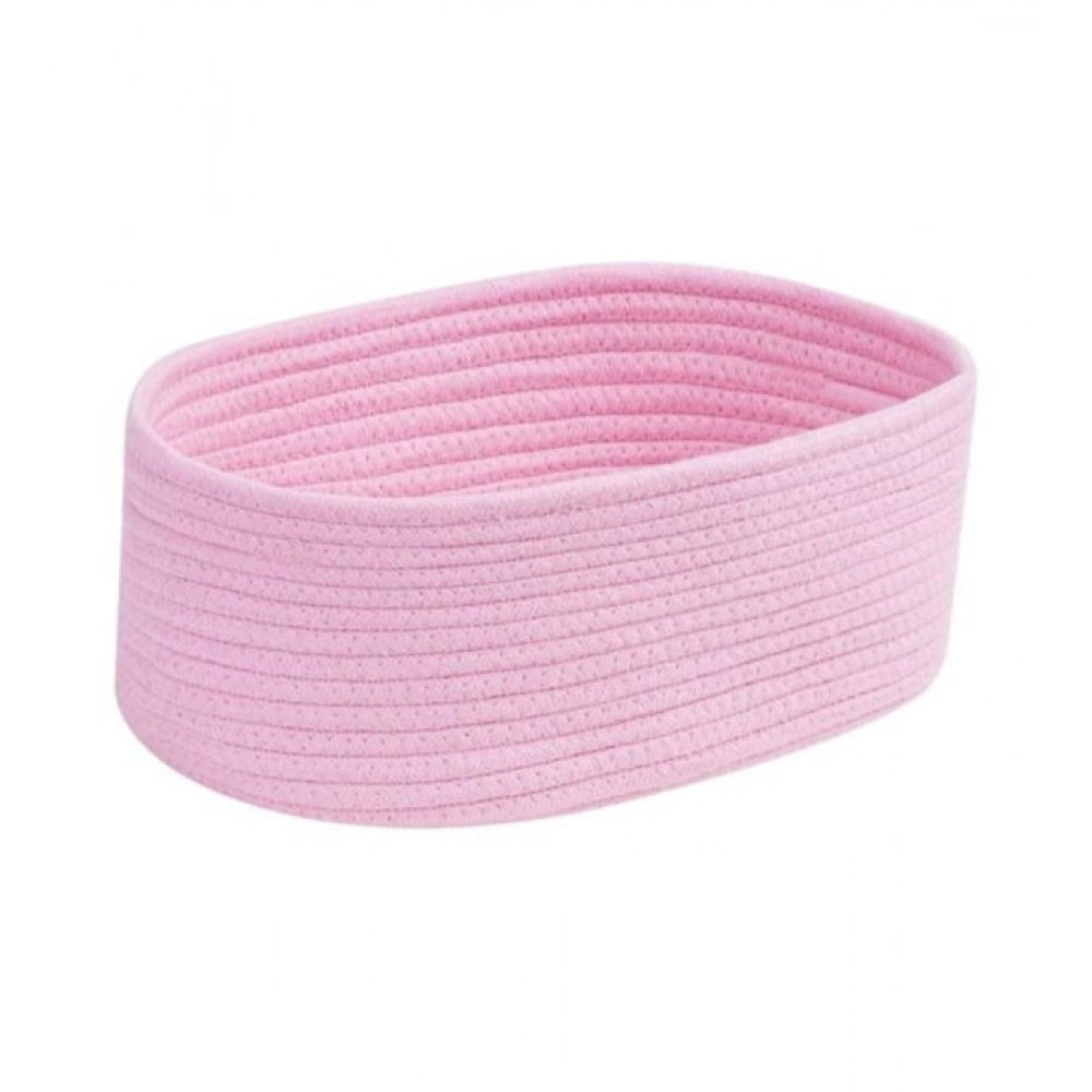 Generic Cotton Oval 10x7x5 Inch Bedside Organizer With Out Lid (Pink) Main image