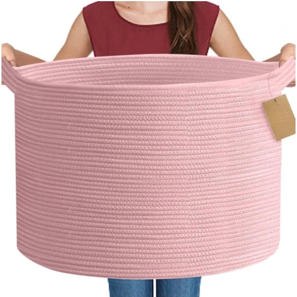 Generic Cotton Pack Of_1 14x12 Inch Storage Basket For Clothes With Out Lid (Pink) Secondary image