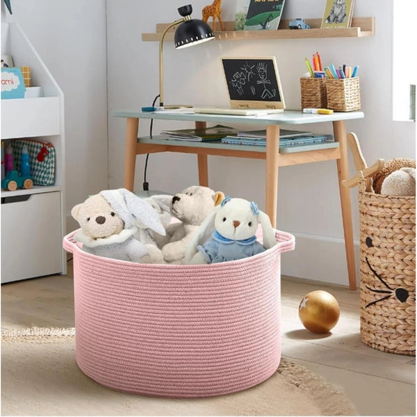 Generic Cotton Pack Of_1 14x12 Inch Storage Basket For Clothes With Out Lid (Pink)