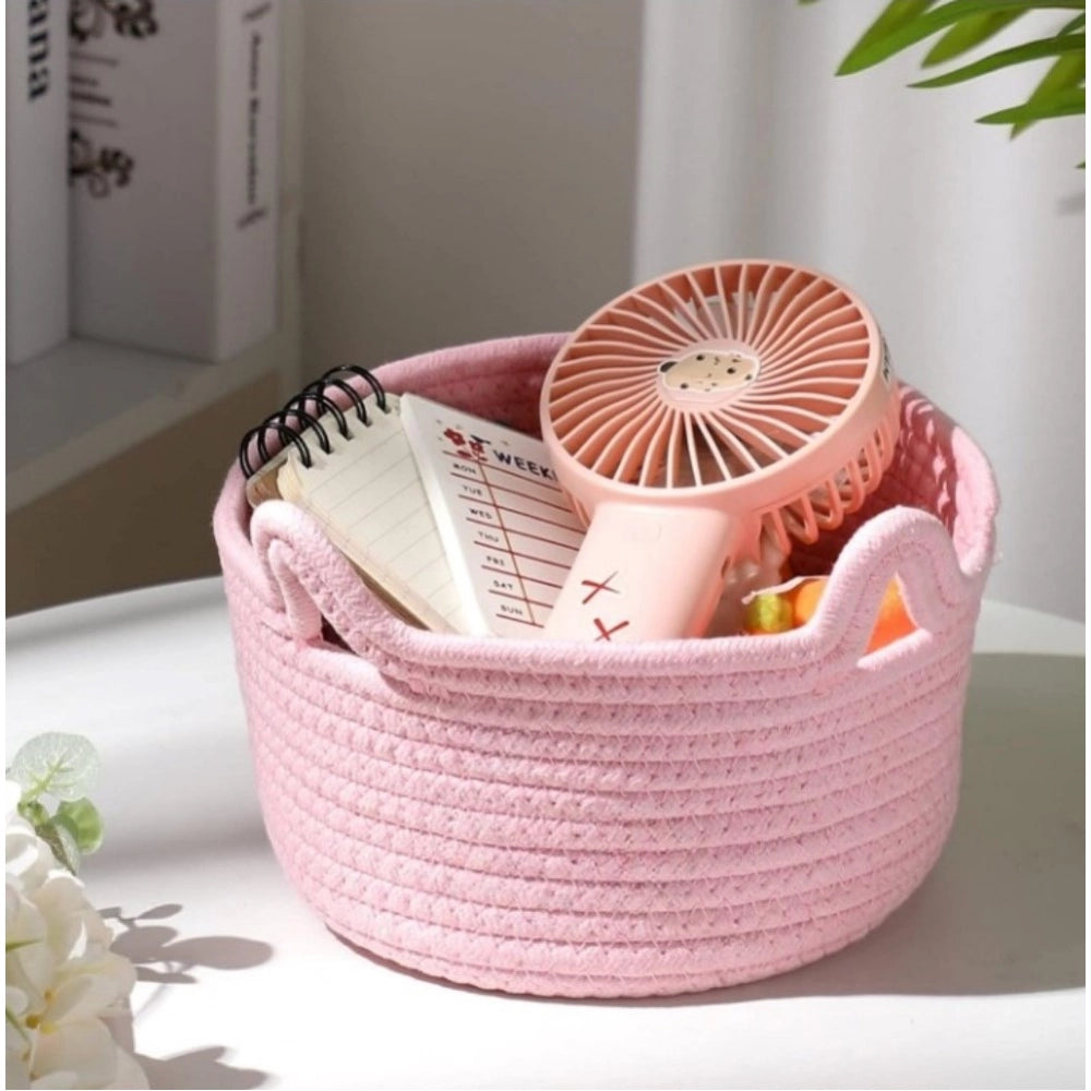 Generic Cotton Pack Of_1 Cat Basket 8x4 Inch Storage Basket For Clothes (Pink) Main image