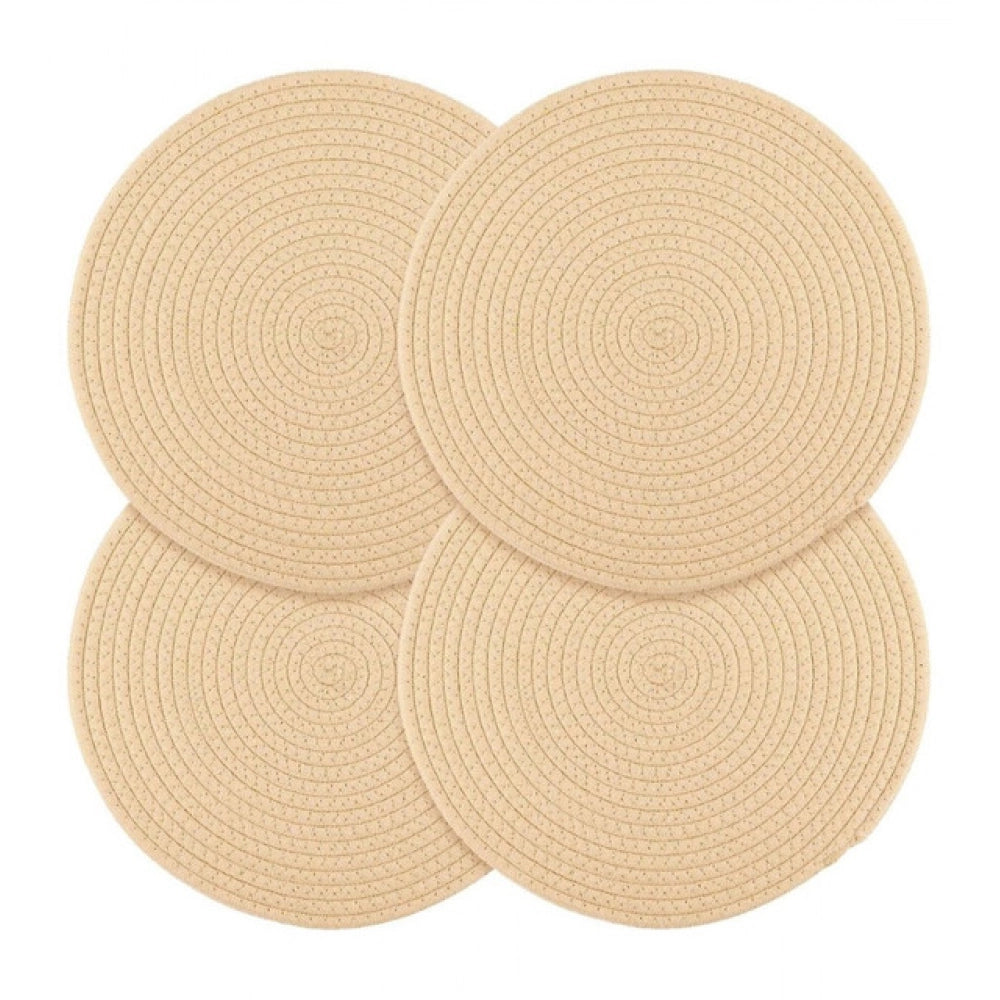 Generic Cotton Dining Table Round Placemat Mats Set of 4 (Cream) Secondary image