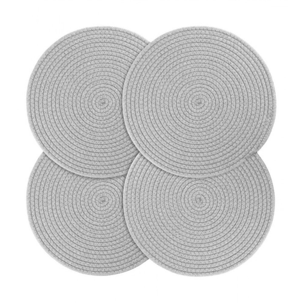 Generic Cotton Dining Table Round Placemat Mats Set of 4 (Grey) Secondary image