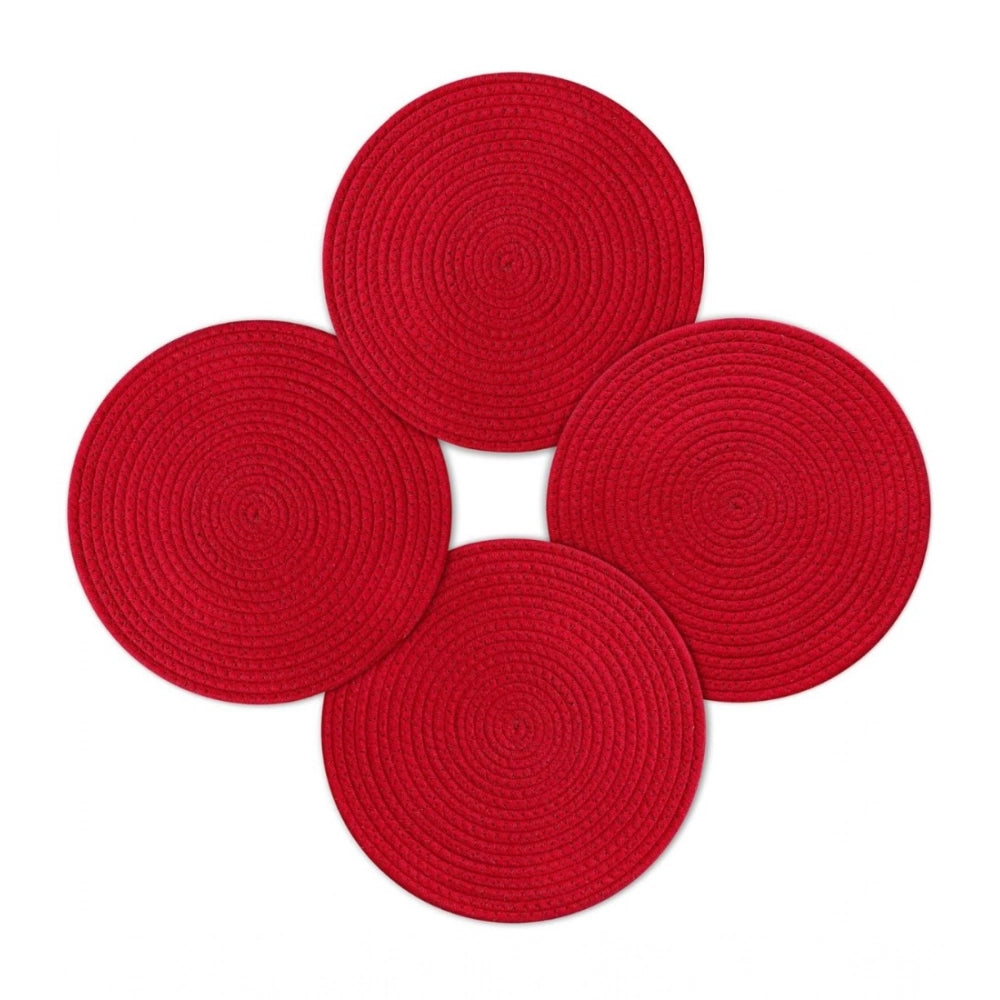 Generic Cotton Dining Table Round Placemat Mats Set of 4 (Red) Secondary image