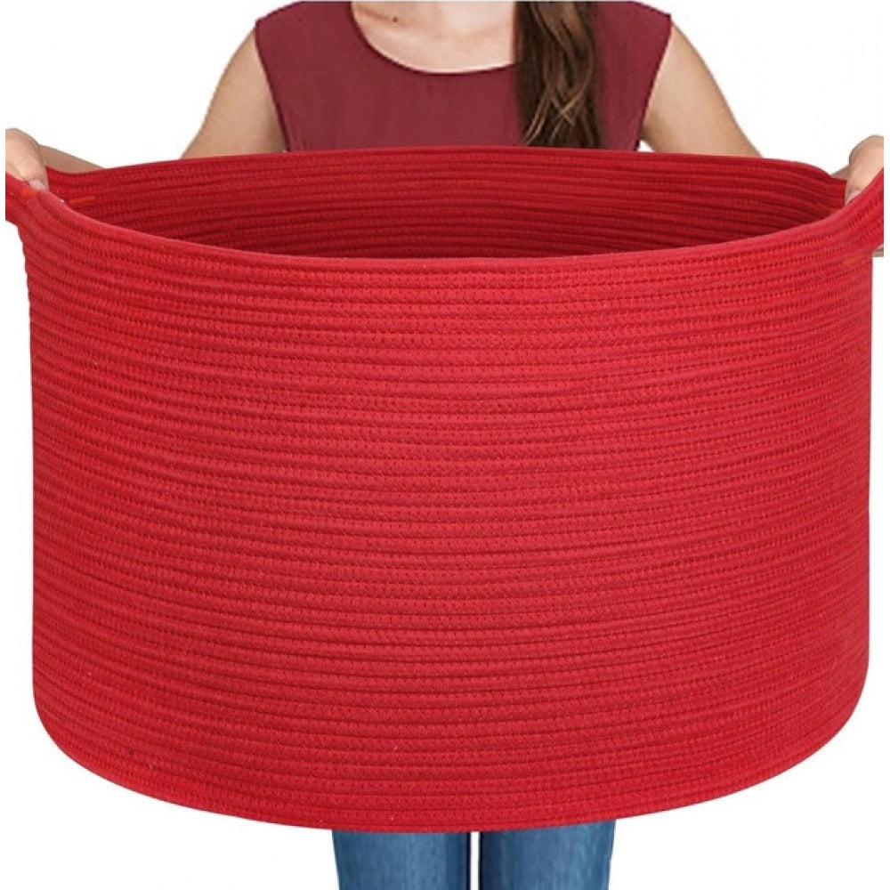 Generic Cotton Pack Of_1 14x12 Inch Storage Basket For Clothes With Out Lid (Red) Secondary image