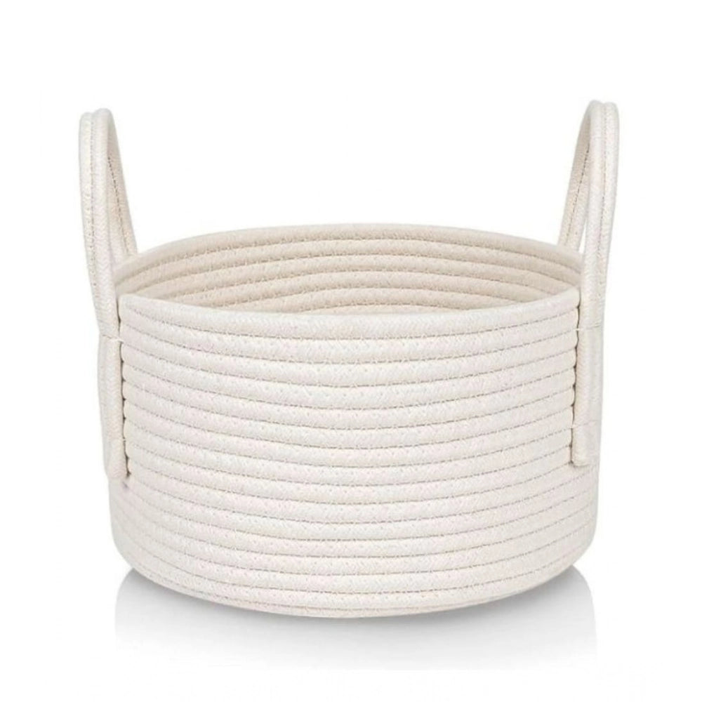 Generic Cotton Pack Of_1 Basket 7x5 Inch Storage Basket For Clothes (White) Secondary image