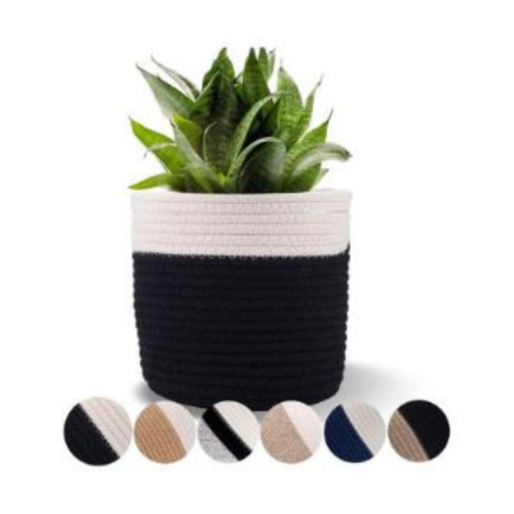 Generic Cotton Flower Pot With Out Lid (White-Black) Main image