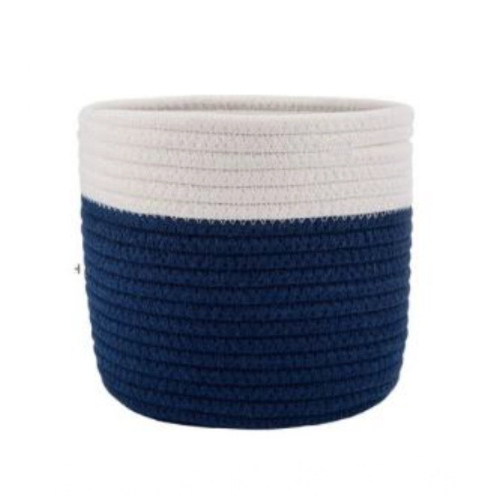Generic Cotton Flower Pot With Out Lid (White-Blue) Secondary image