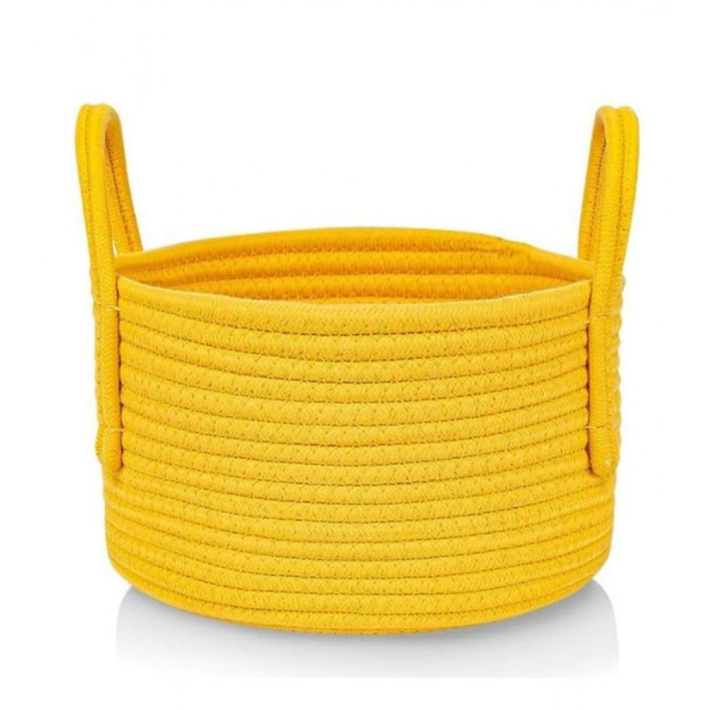 Generic Cotton Pack Of_1 Basket 7x5 Inch Storage Basket For Clothes (Yellow) Secondary image