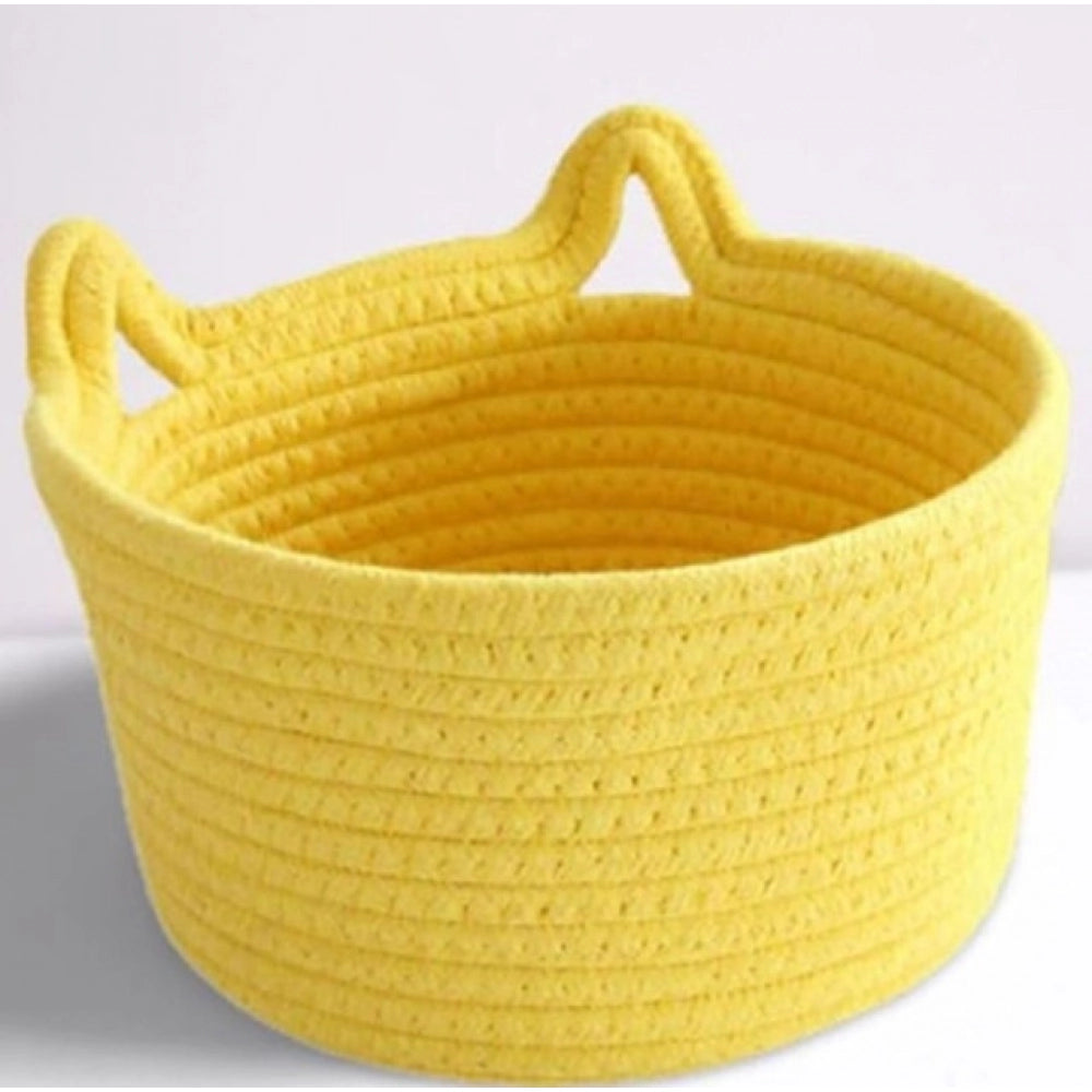 Generic Cotton Pack Of_1 Plain Cat Basket 9x5 Inch (Yellow) Main image