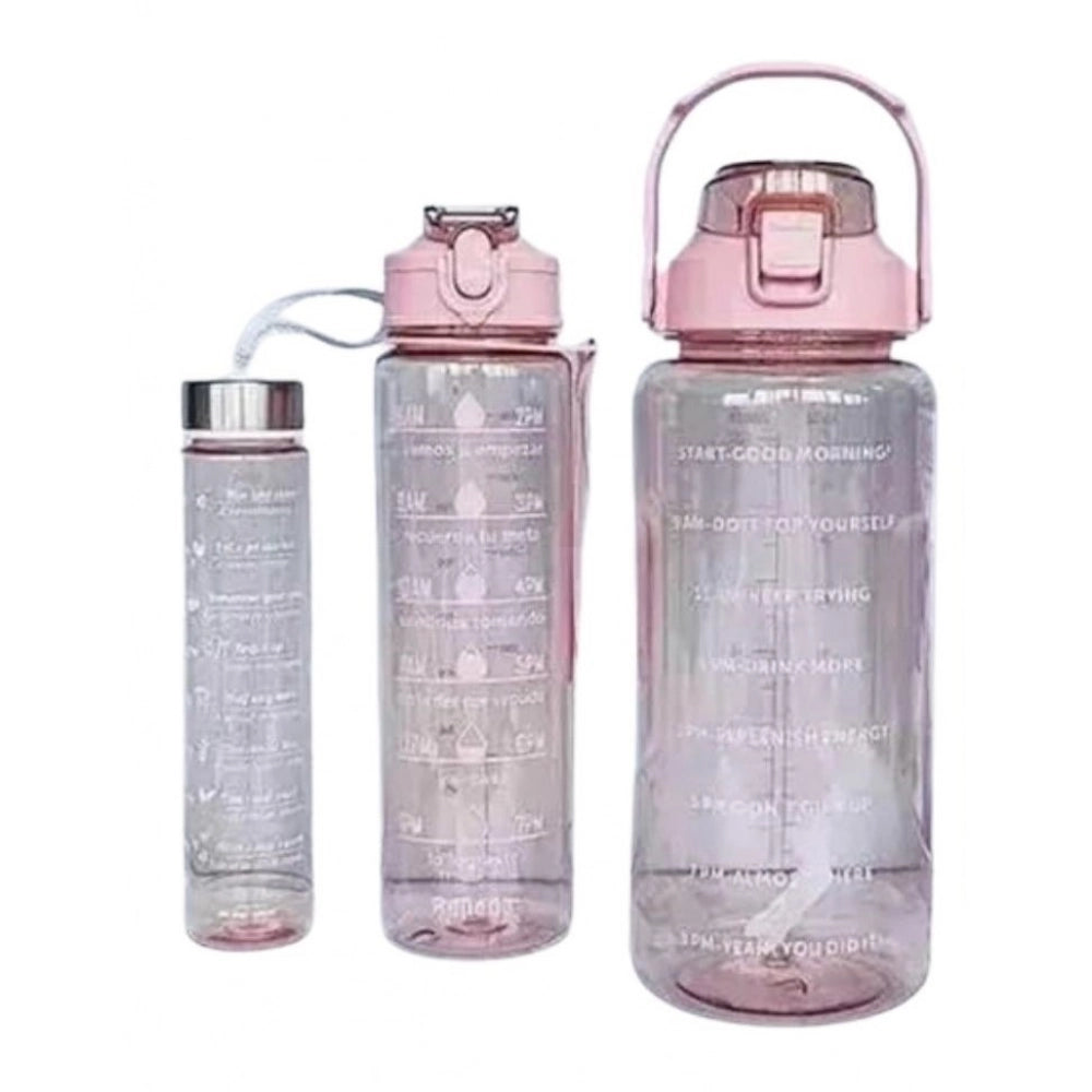 Generic 3 PCS Transparent Motivational Water Bottles (Pink) Secondary image