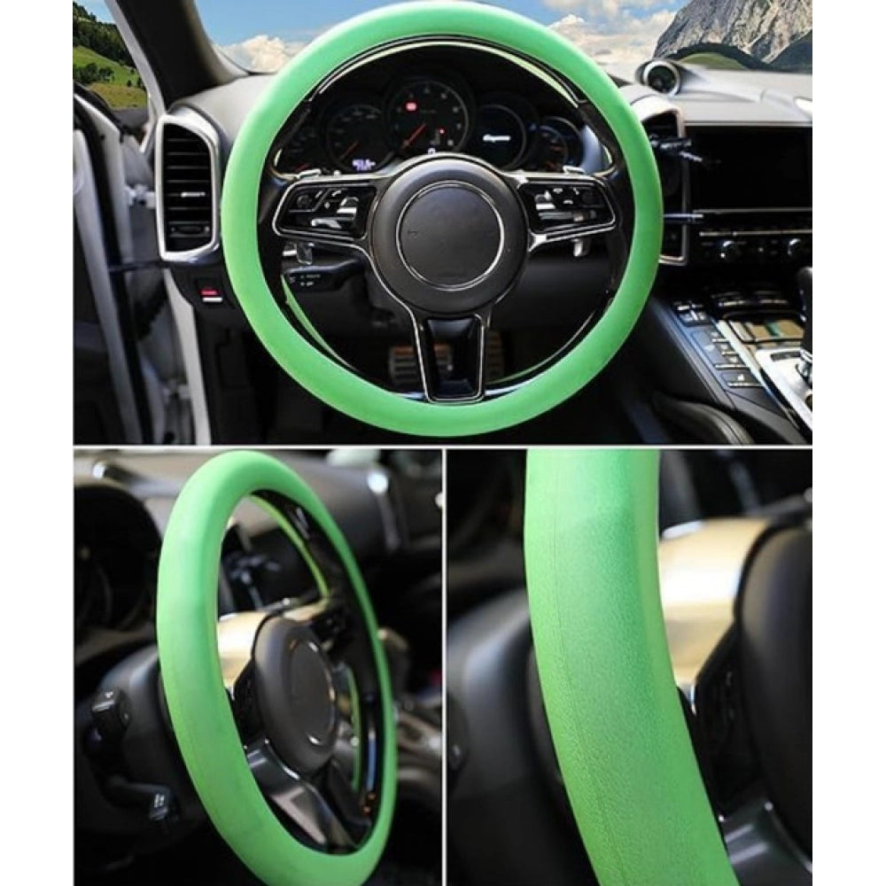Generic Pack of 2 Universal Soft Silicone Steering Wheel Cover (Green)
