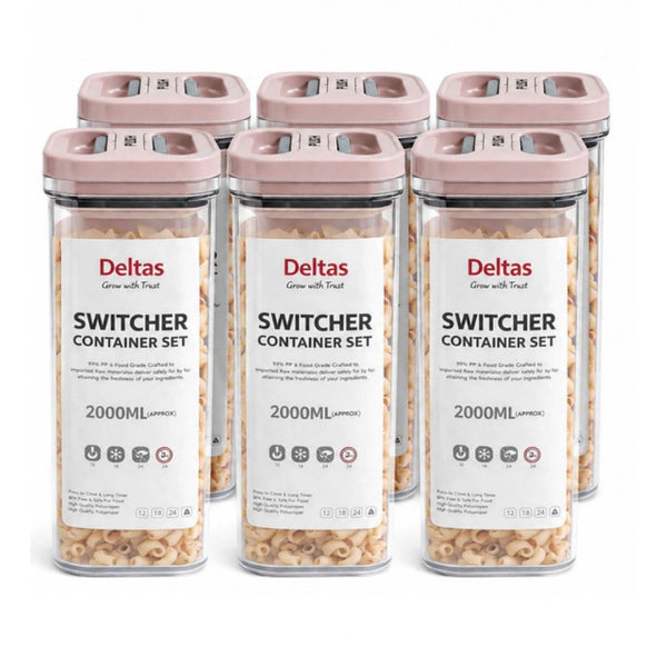 Generic Pack of 6 Switchers Airtight Storage Container Set 2000 ML (Pink)