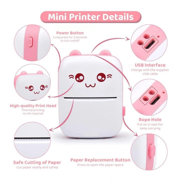 Generic Mini Printer (Pink-White)