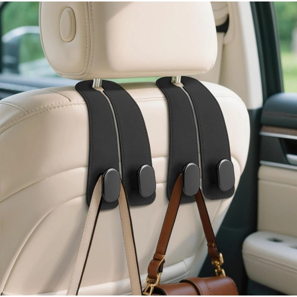 Generic Pack of 2 Leather Car Seat Headrest Hook (Black) Main image