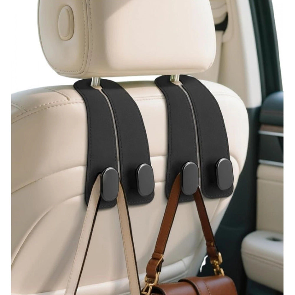 Generic Pack of 2 Leather Car Seat Headrest Hook (Black) Secondary image