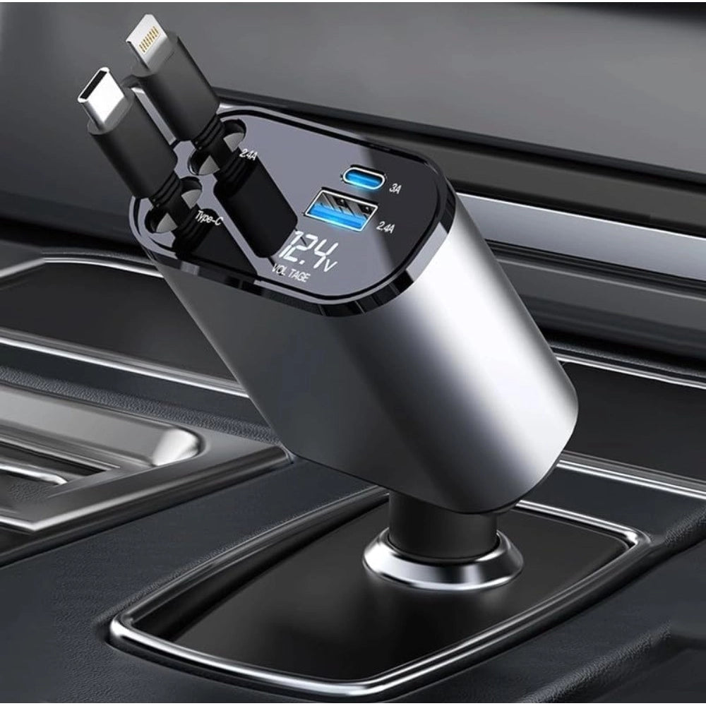 Generic Retractable Car Charger (Grey)