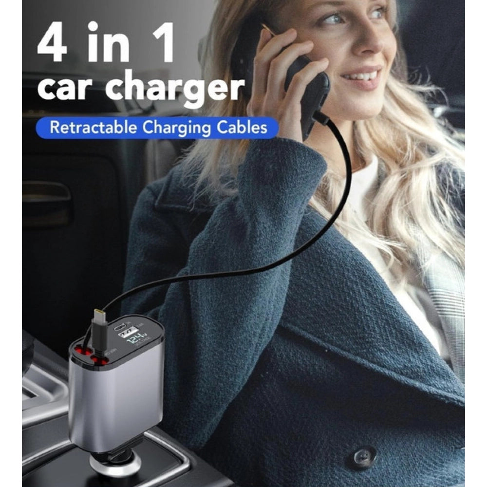 Generic Retractable Car Charger (Grey)