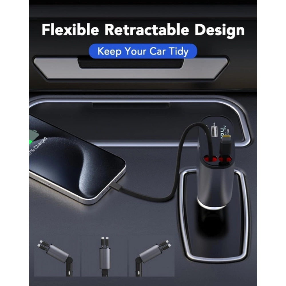 Generic Retractable Car Charger (Grey)