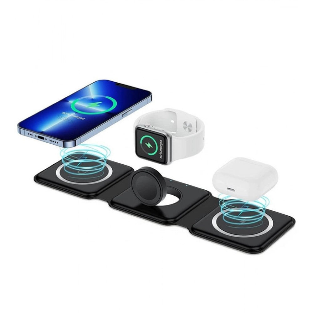 Generic 3 in 1 Foldable Wireless Charger (Black) Secondary image