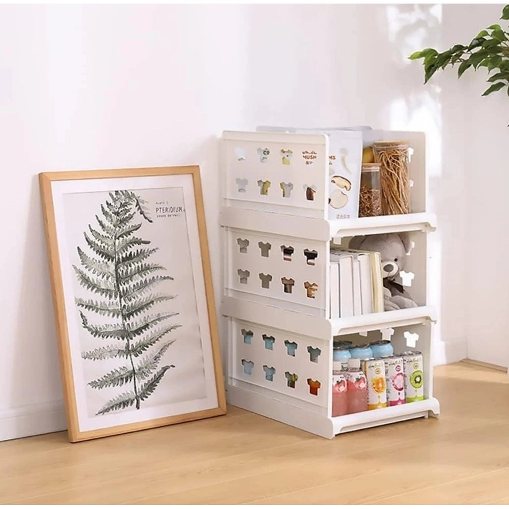 Generic Pack of 1 Plastic Foldable Stackable Storage Organizer (White) Main image