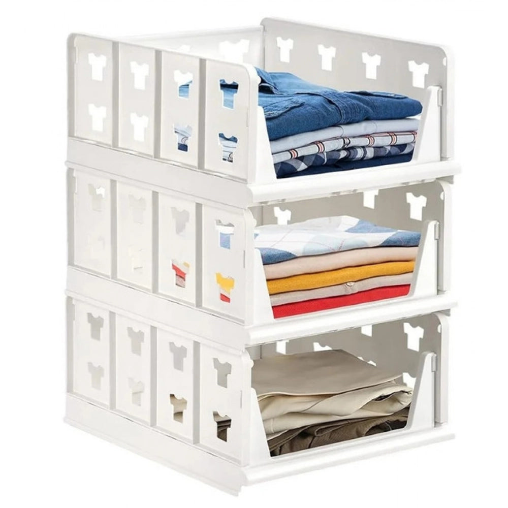 Generic Pack of 1 Plastic Foldable Stackable Storage Organizer (White) Secondary image
