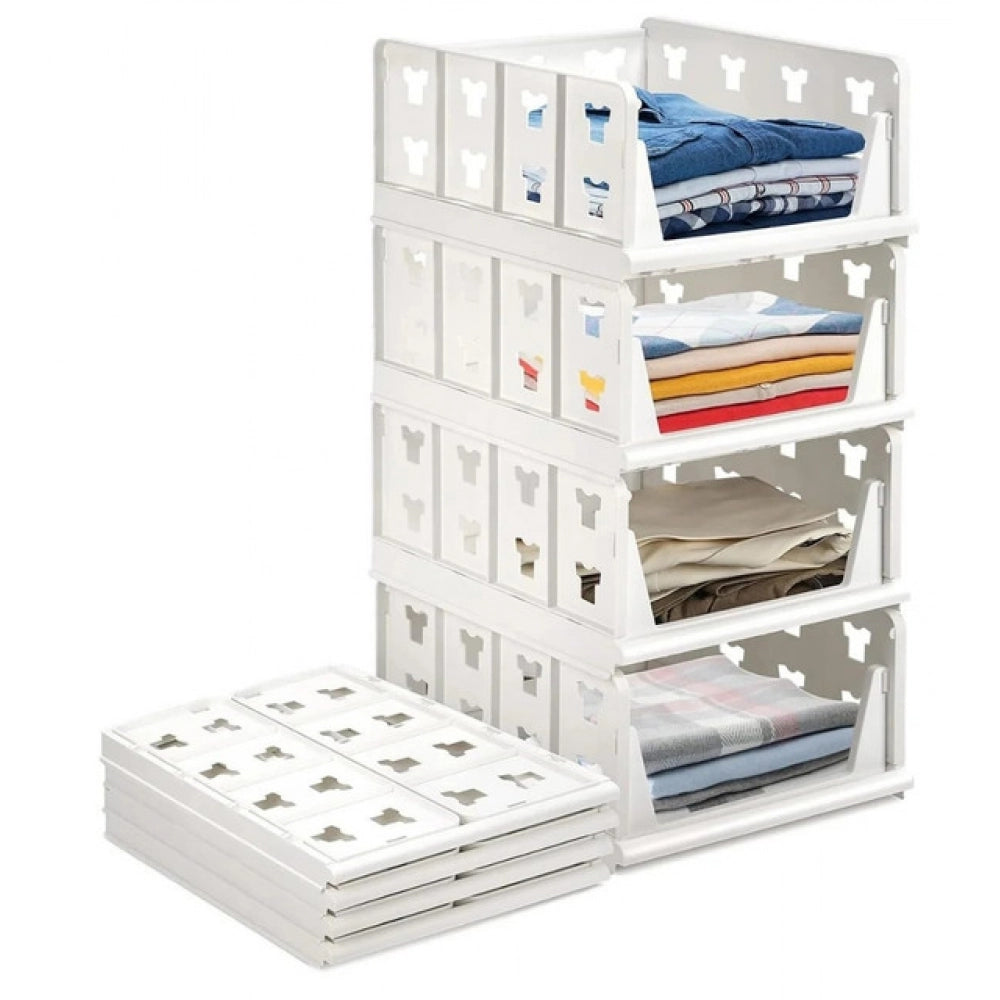 Generic Pack of 1 Plastic Foldable Stackable Storage Organizer (White) Secondary image