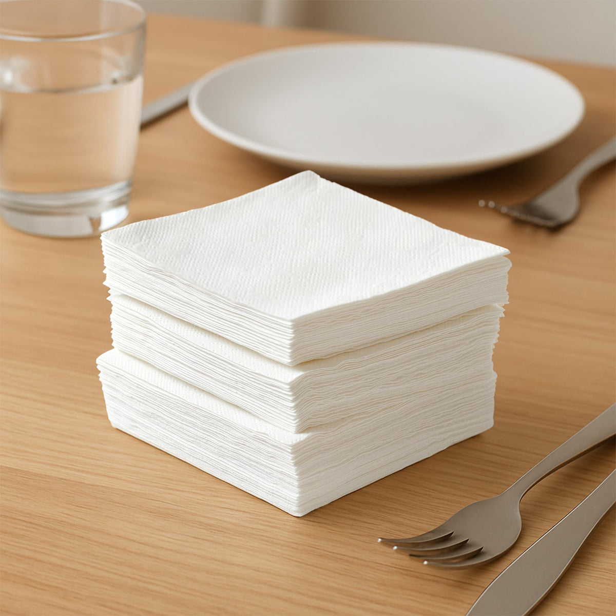 Soft disposable tissue napkins neatly folded in a 75 pack Main image