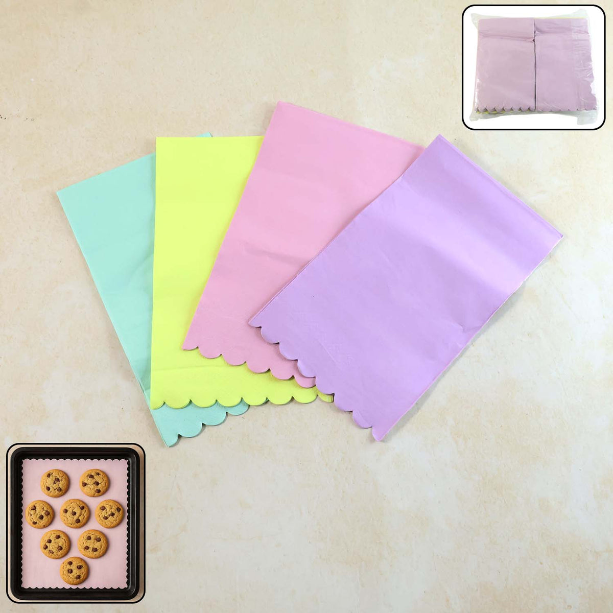 Multicolor decorative baking paper sheets in assorted pastel colors. Main image
