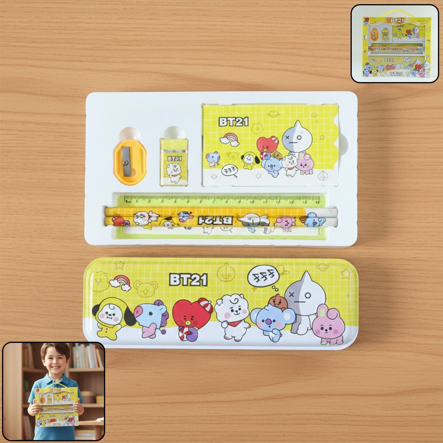 Cartoon Printed Pencil Box – Complete Kids Stationery Set Secondary image