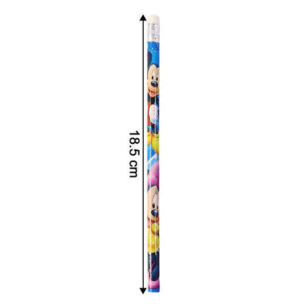 Close-up shot of a wooden cartoon-printed pencil from the 12-piece set