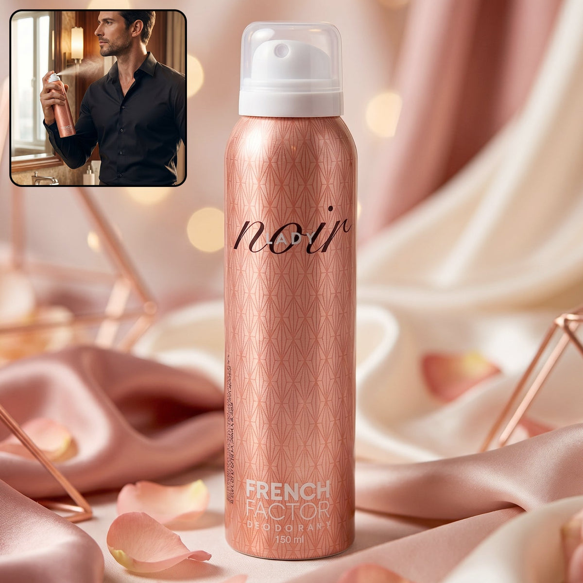 French Factor Lady Noir deodorant body spray 150ml front view Main image