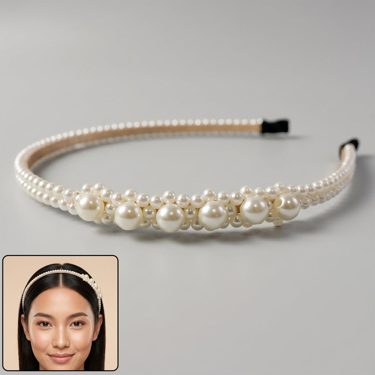 Elegant pearl beaded headband for women and girls Main image