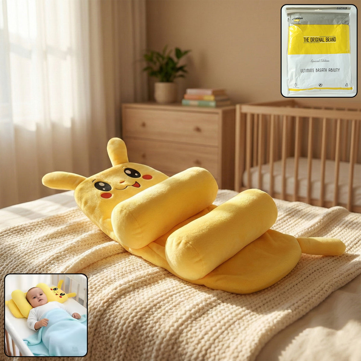 Baby sliding pillow with soft support design in pastel colors Main image