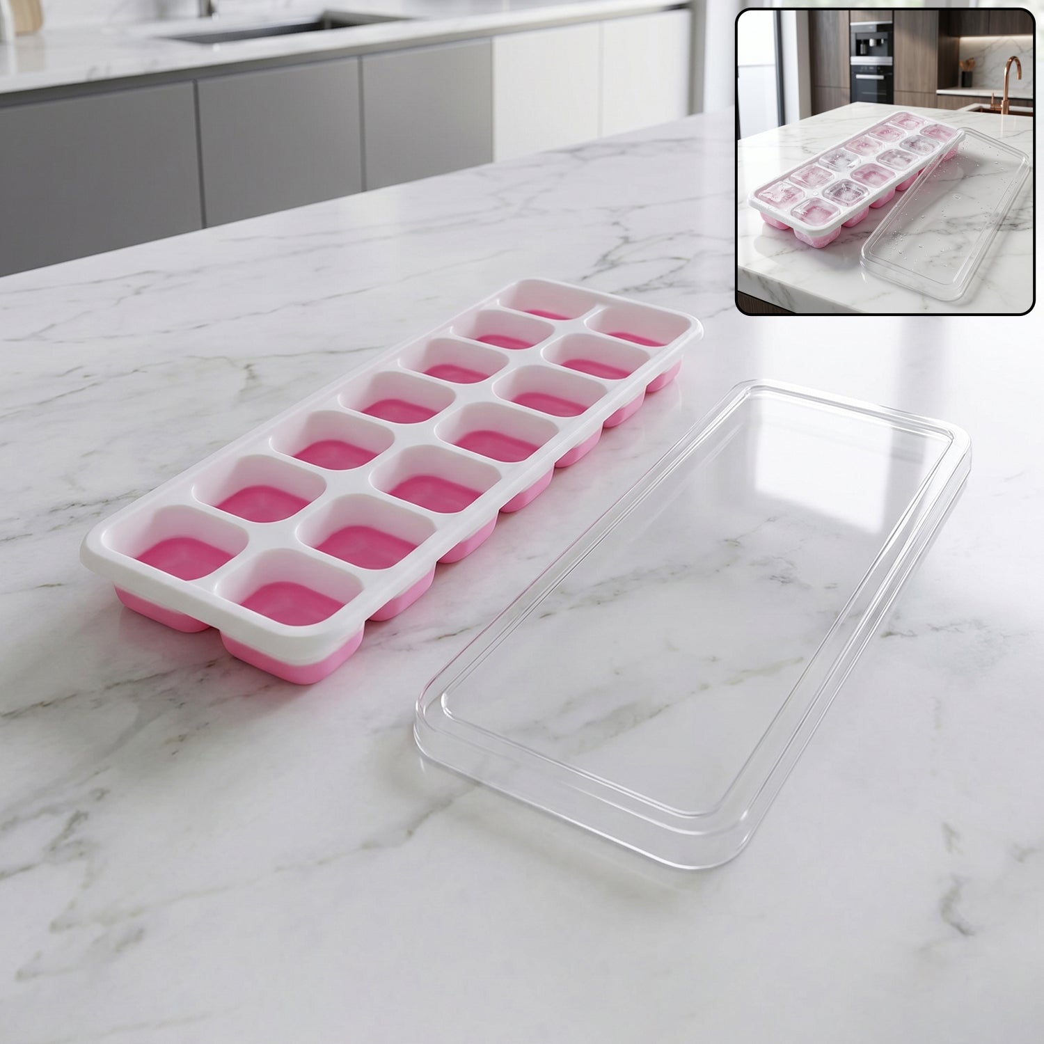 Plastic Ice Cube Tray – Durable with Lid for Easy Freezing Secondary image