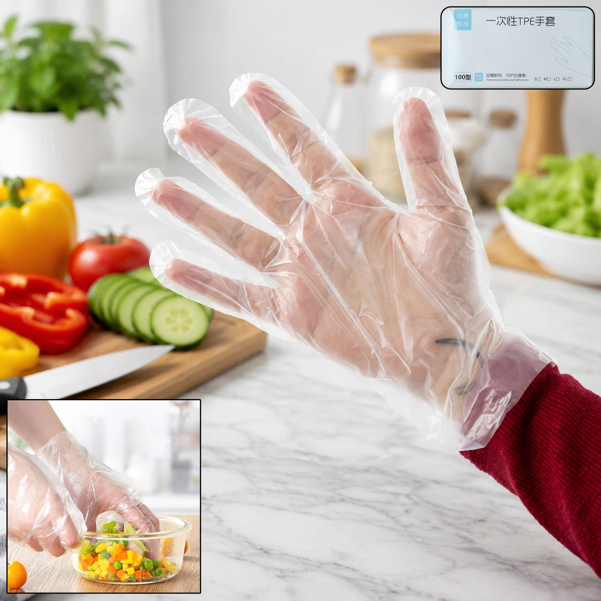 Clear disposable gloves for food handling and cleaning Main image