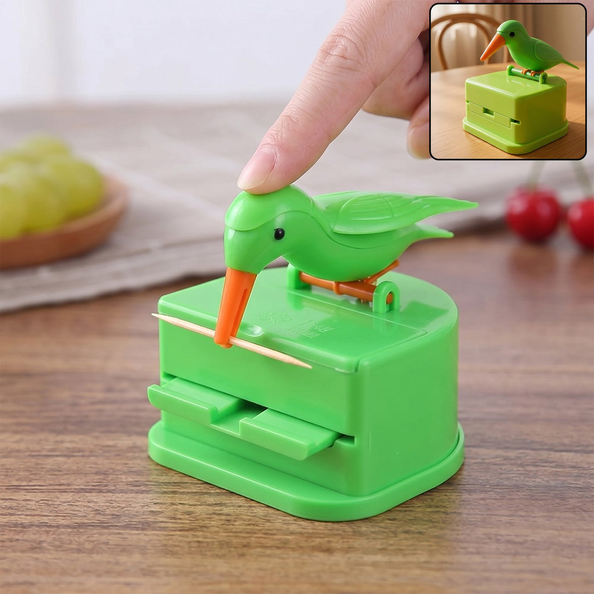 Creative bird shape toothpick dispenser on a kitchen table Main image