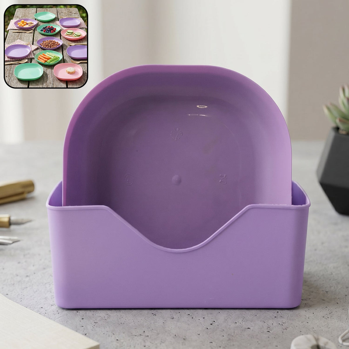 Snack serving plates set with storage stand for organized food presentation Main image