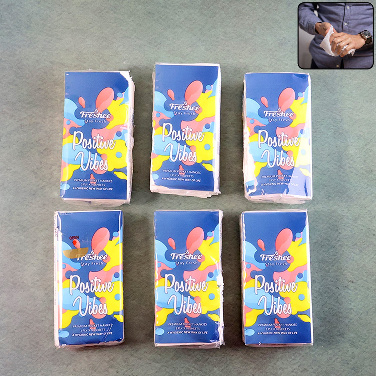 Premium pocket tissue pack showing ultra-soft facial tissues in individual packs Main image