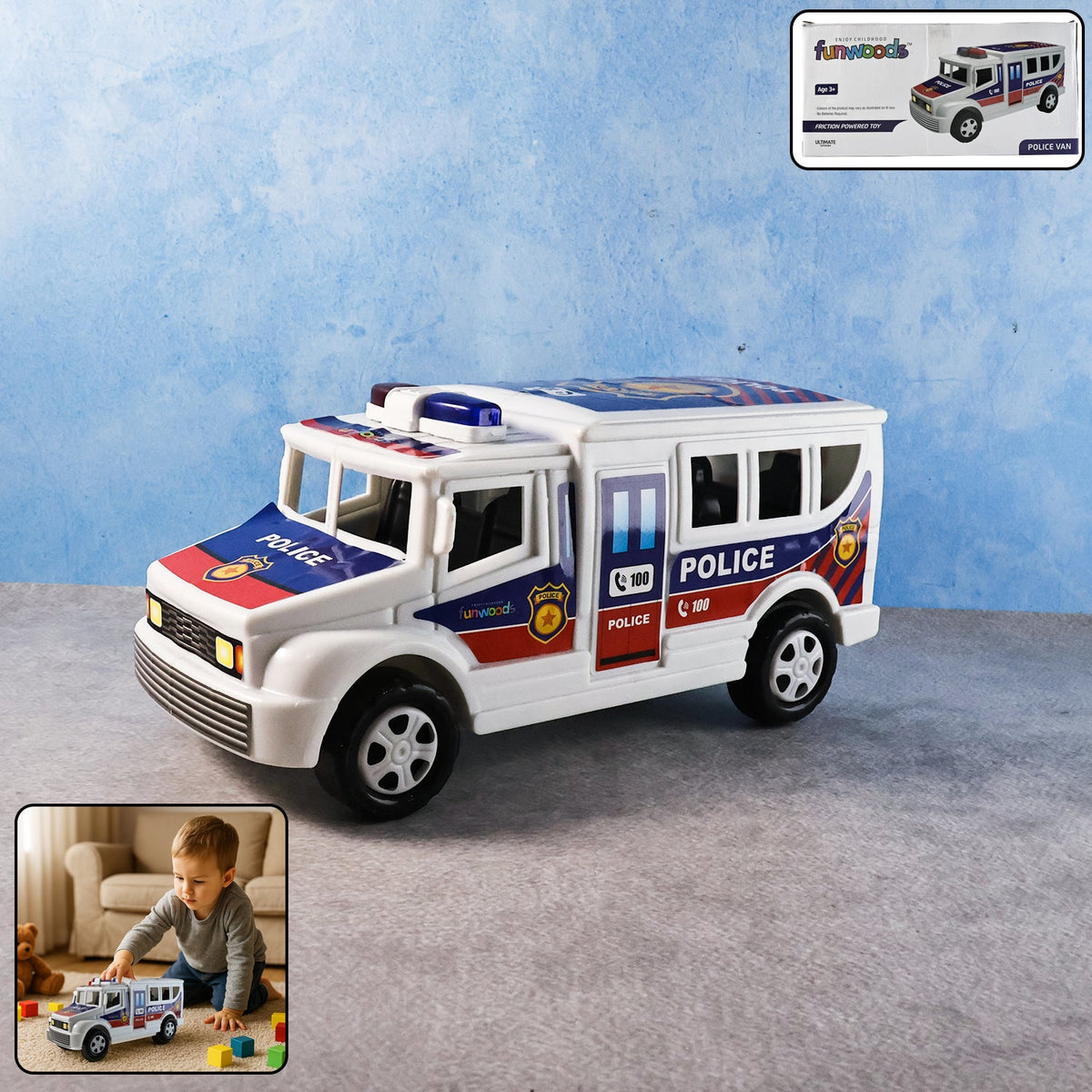 Police Van Toy friction powered push-and-go vehicle with realistic decals Main image