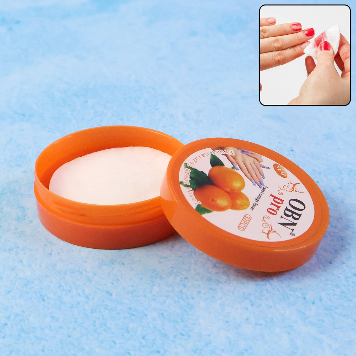 Compact jar of nail polish remover wipes ideal for travel and quick removal Main image