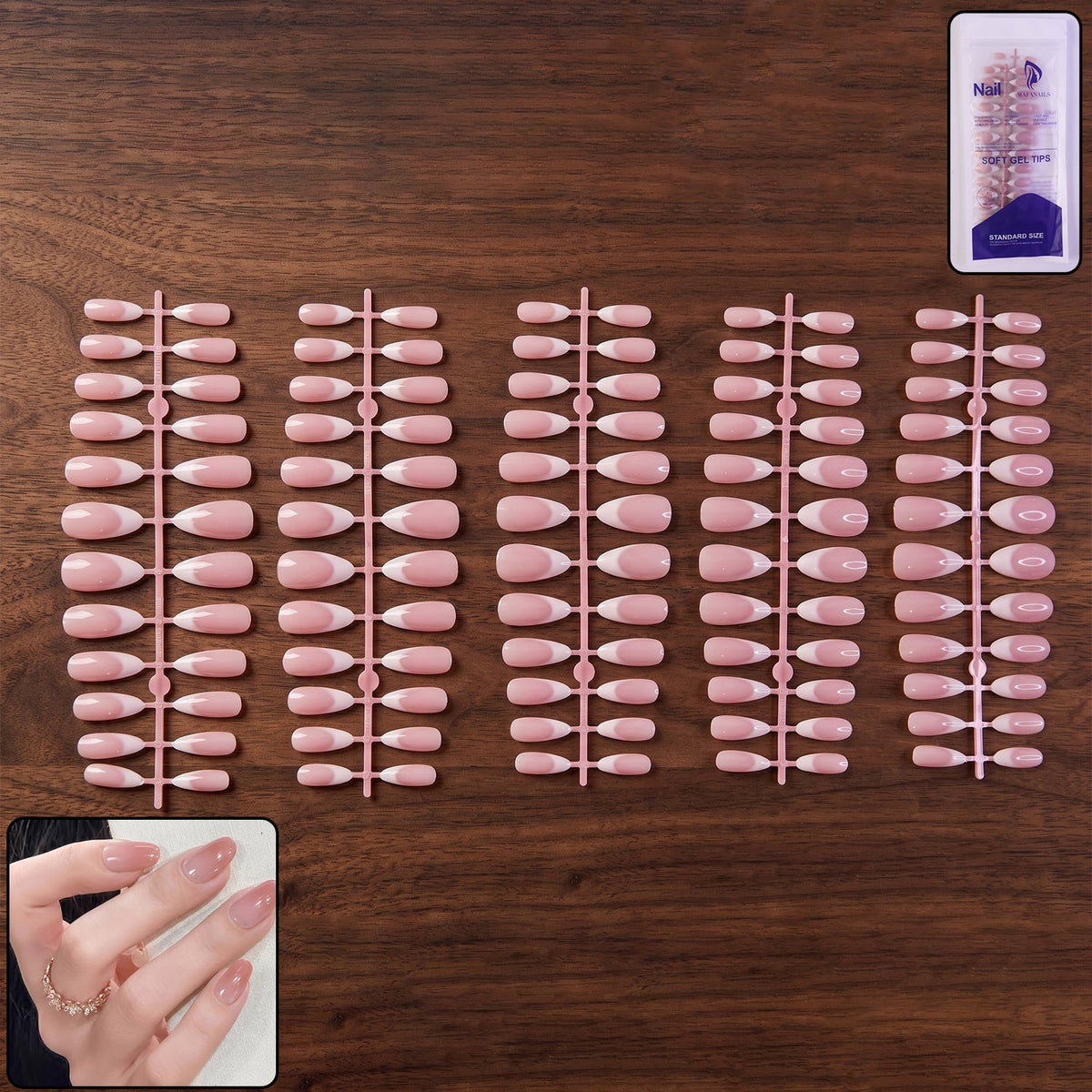 Artificial nail tips set french manicure Main image
