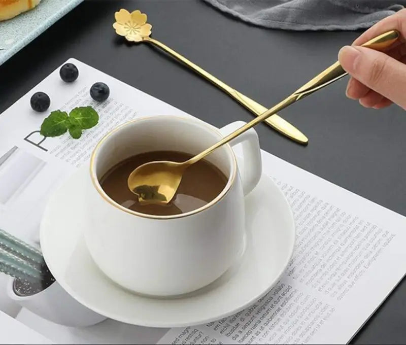 4 Pcs Golden Decorative Spoon Set – Stylish Floral Design Spoons for Kitchen & Dining