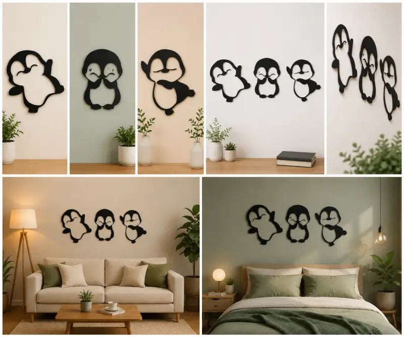 Cute Penguin Wooden Wall Art | Kids Room Wall Decor for Bedroom, Nursery & Playroom