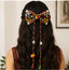 Set of 2 Navratri Hair Bow Alligator Clips – Handmade Multicolor Braided Ethnic Hair Accessories with Pom-Poms & Cowrie Shells